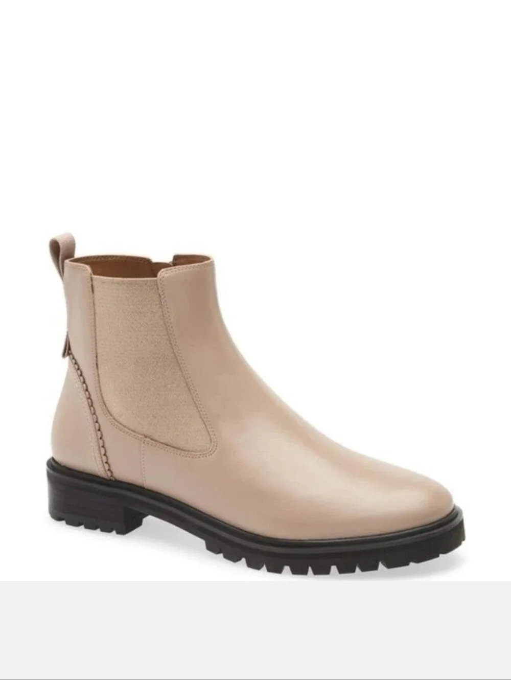 New Kate Spade NY Estelle Chelsea Leather Boot Lug Sole Side Zip Ankle Boot 10.5